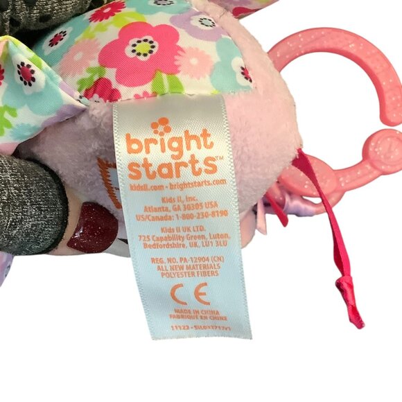 Bright Starts Baby Unicorn Plush Toy With Teething Rings & Clip-On 11" - Picture 3 of 5